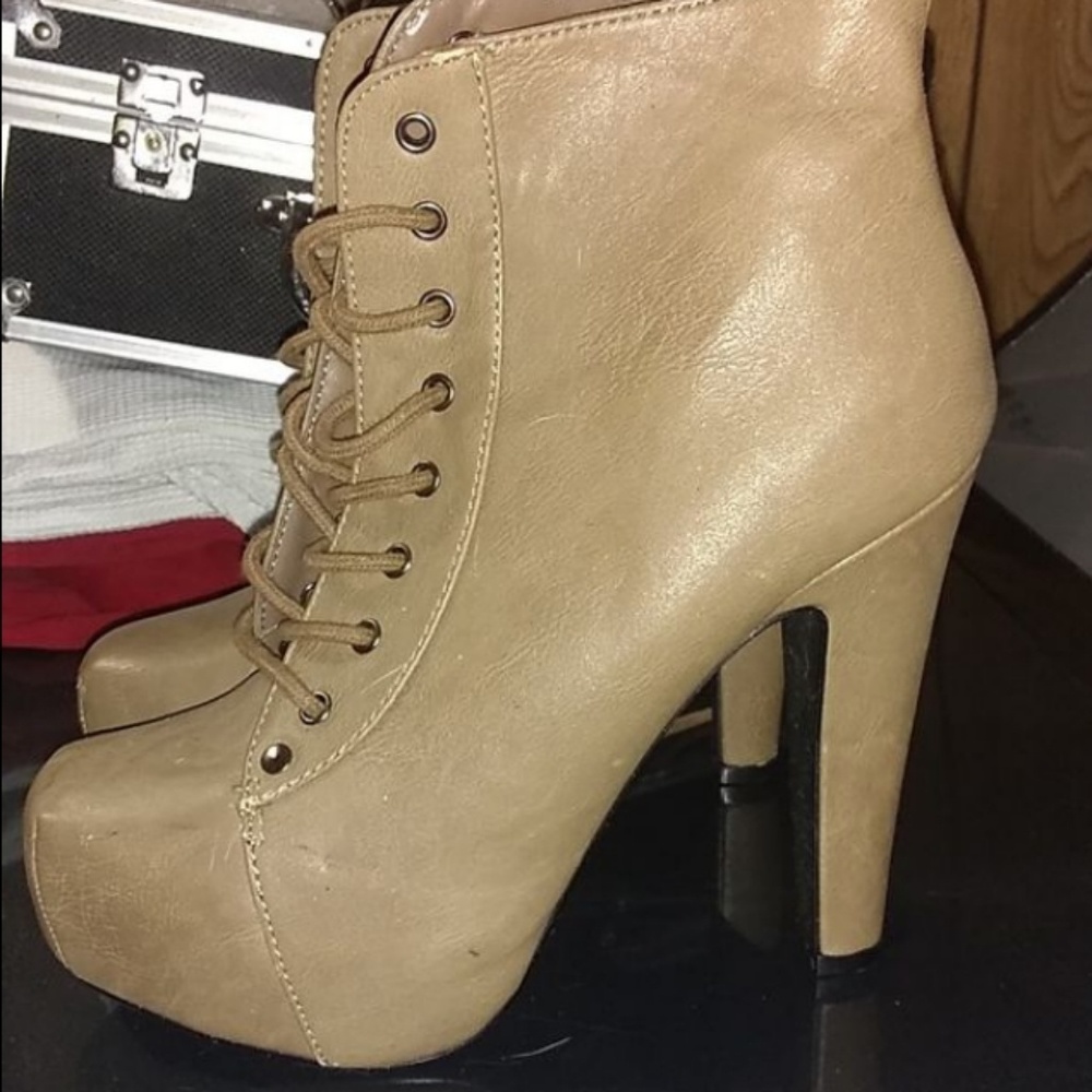 High heel lace up boot